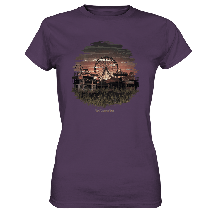 Verlassener Jahrmarkt bei Sonnenuntergang Unheimliches Riesenrad und überwucherter Rasen - Ladies Premium Shirt | Lady - Shirts | Dark Shadows Arts