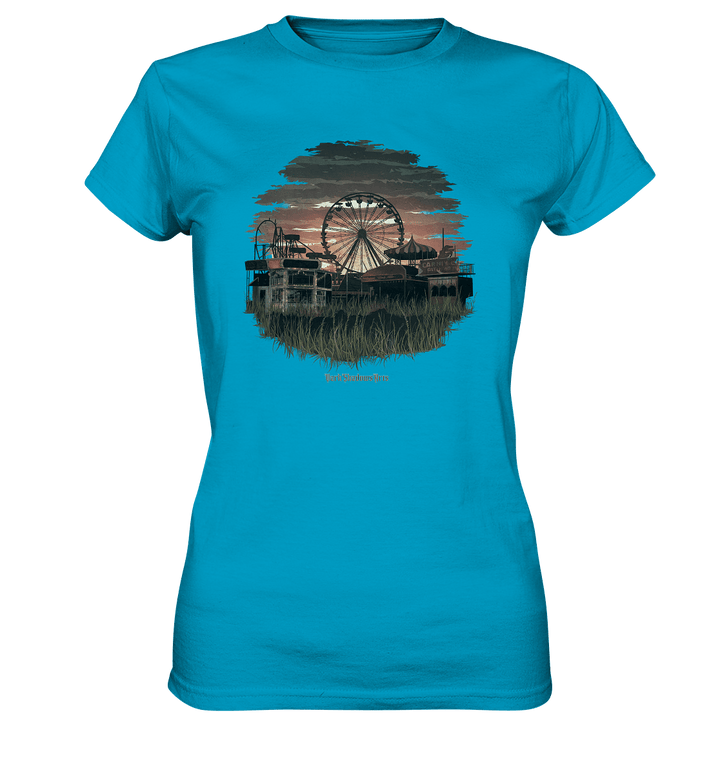 Verlassener Jahrmarkt bei Sonnenuntergang Unheimliches Riesenrad und überwucherter Rasen - Ladies Premium Shirt | Lady - Shirts | Dark Shadows Arts