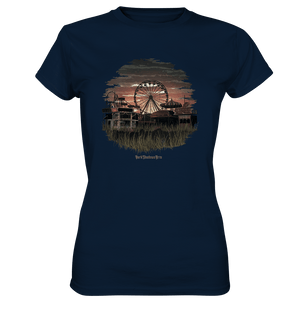Verlassener Jahrmarkt bei Sonnenuntergang Unheimliches Riesenrad und überwucherter Rasen - Ladies Premium Shirt | Lady - Shirts | Dark Shadows Arts