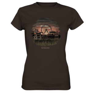 Verlassener Jahrmarkt bei Sonnenuntergang Unheimliches Riesenrad und überwucherter Rasen - Ladies Premium Shirt | Lady - Shirts | Dark Shadows Arts