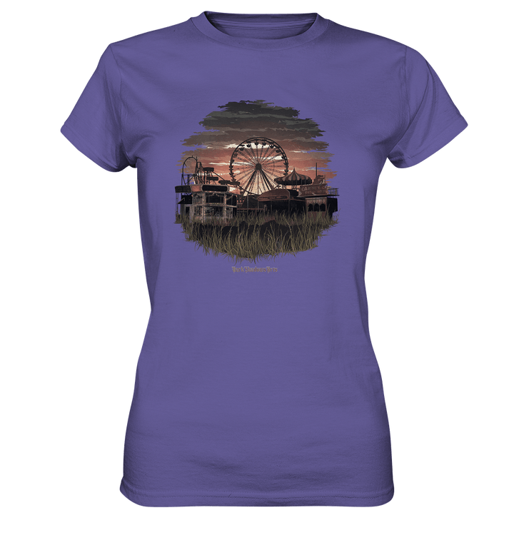 Verlassener Jahrmarkt bei Sonnenuntergang Unheimliches Riesenrad und überwucherter Rasen - Ladies Premium Shirt | Lady - Shirts | Dark Shadows Arts