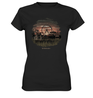 Verlassener Jahrmarkt bei Sonnenuntergang Unheimliches Riesenrad und überwucherter Rasen - Ladies Premium Shirt | Lady - Shirts | Dark Shadows Arts