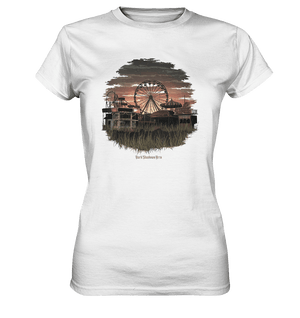 Verlassener Jahrmarkt bei Sonnenuntergang Unheimliches Riesenrad und überwucherter Rasen - Ladies Premium Shirt | Lady - Shirts | Dark Shadows Arts