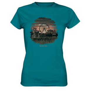 Verlassener Jahrmarkt bei Sonnenuntergang Unheimliches Riesenrad und überwucherter Rasen - Ladies Premium Shirt | Lady - Shirts | Dark Shadows Arts