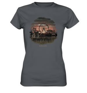 Verlassener Jahrmarkt bei Sonnenuntergang Unheimliches Riesenrad und überwucherter Rasen - Ladies Premium Shirt | Lady - Shirts | Dark Shadows Arts
