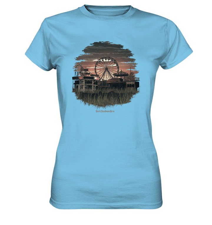 Verlassener Jahrmarkt bei Sonnenuntergang Unheimliches Riesenrad und überwucherter Rasen - Ladies Premium Shirt | Lady - Shirts | Dark Shadows Arts