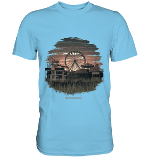Verlassener Jahrmarkt bei Sonnenuntergang Unheimliches Riesenrad und überwucherter Rasen - Premium Shirt | Unisex - Shirts | Dark Shadows Arts