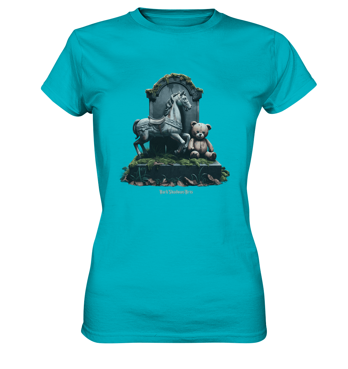 Verwittertes Karussellpferd und Plüschbär - Grabstein im Verfall - Ladies Premium Shirt | Lady - Shirts | Dark Shadows Arts
