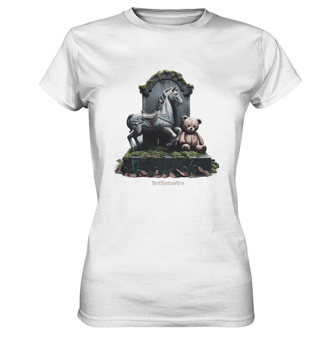 Verwittertes Karussellpferd und Plüschbär - Grabstein im Verfall - Ladies Premium Shirt | Lady - Shirts | Dark Shadows Arts