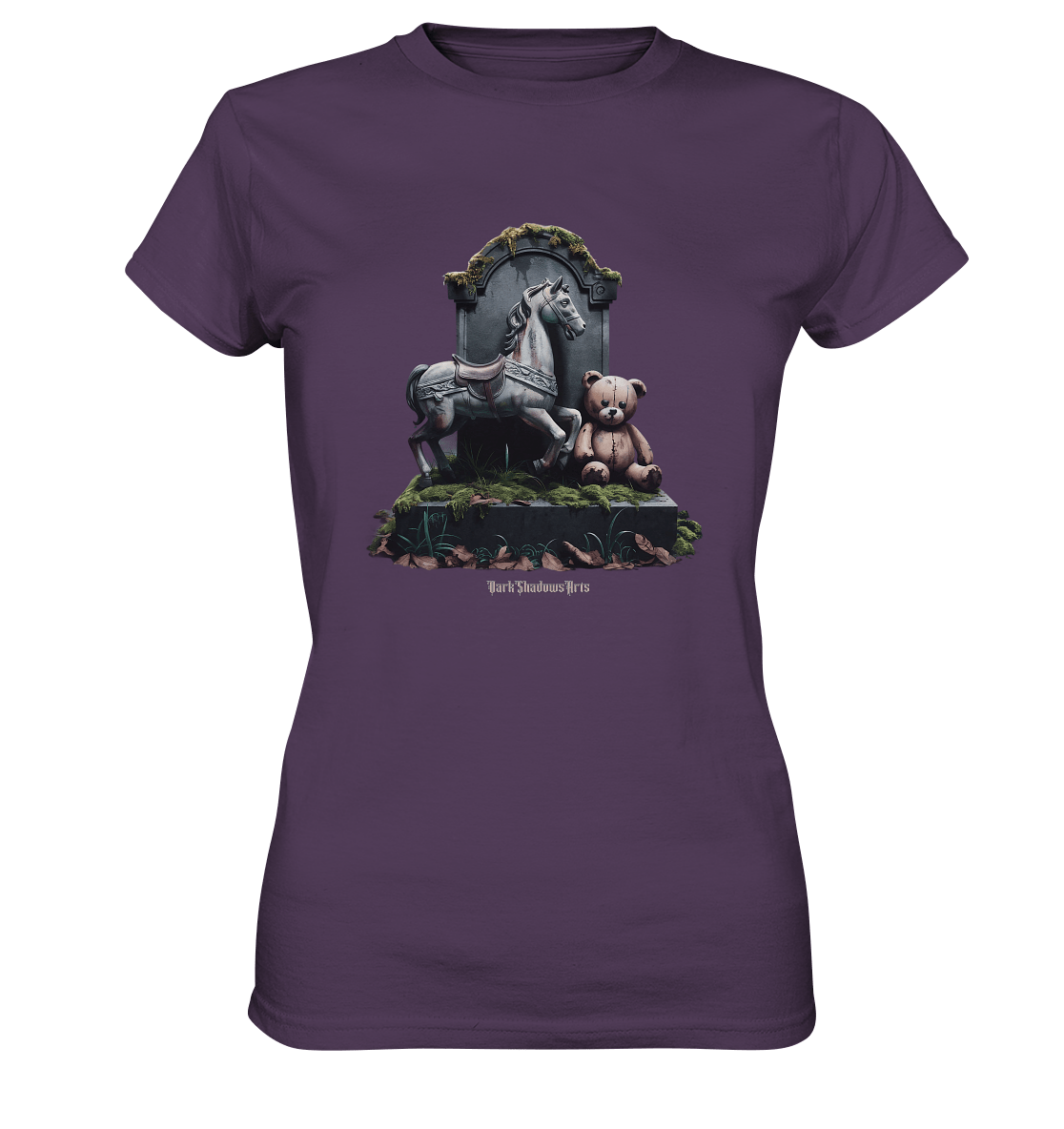 Verwittertes Karussellpferd und Plüschbär - Grabstein im Verfall - Ladies Premium Shirt | Lady - Shirts | Dark Shadows Arts