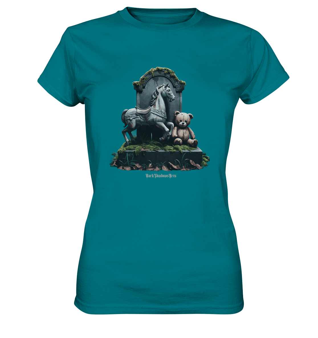 Verwittertes Karussellpferd und Plüschbär - Grabstein im Verfall - Ladies Premium Shirt | Lady - Shirts | Dark Shadows Arts