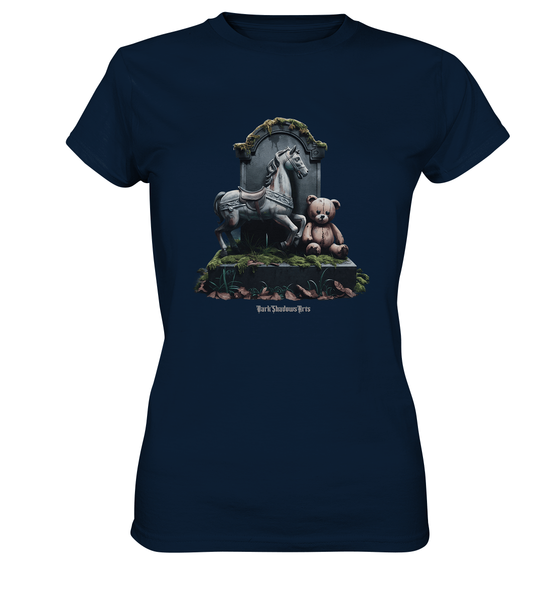 Verwittertes Karussellpferd und Plüschbär - Grabstein im Verfall - Ladies Premium Shirt | Lady - Shirts | Dark Shadows Arts
