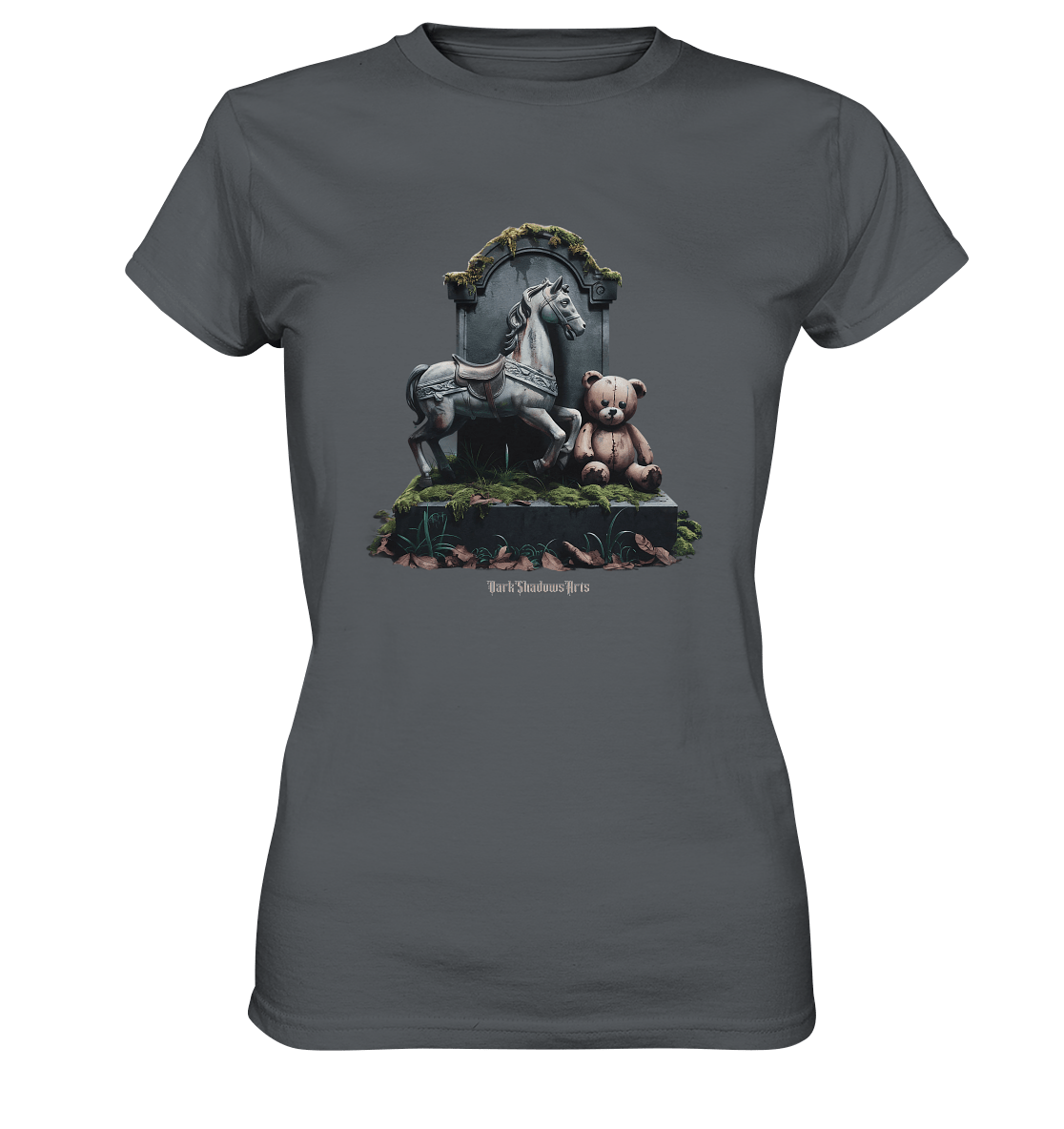 Verwittertes Karussellpferd und Plüschbär - Grabstein im Verfall - Ladies Premium Shirt | Lady - Shirts | Dark Shadows Arts