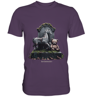 Verwittertes Karussellpferd und Plüschbär - Grabstein im Verfall - Premium Shirt | Unisex - Shirts | Dark Shadows Arts