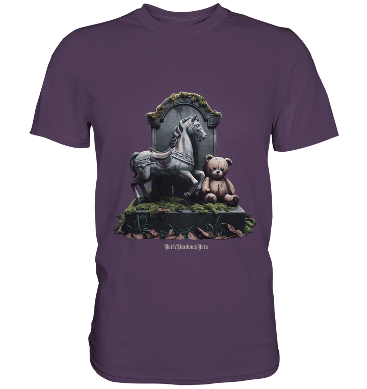 Verwittertes Karussellpferd und Plüschbär - Grabstein im Verfall - Premium Shirt | Unisex - Shirts | Dark Shadows Arts