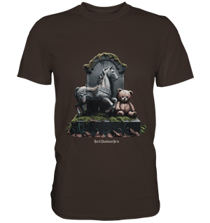 Verwittertes Karussellpferd und Plüschbär - Grabstein im Verfall - Premium Shirt | Unisex - Shirts | Dark Shadows Arts