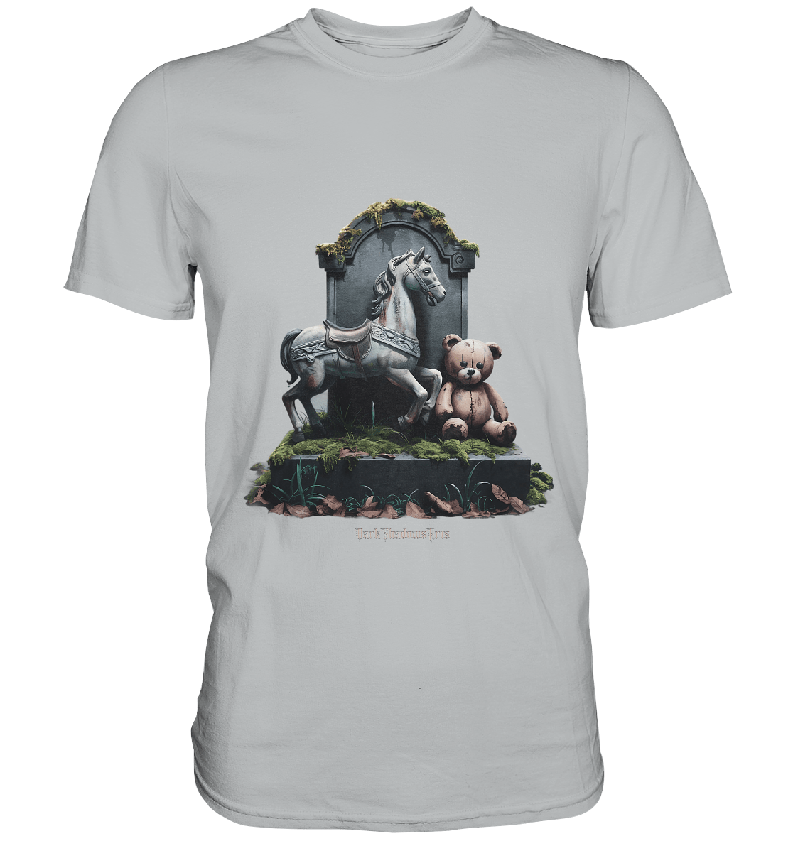 Verwittertes Karussellpferd und Plüschbär - Grabstein im Verfall - Premium Shirt | Unisex - Shirts | Dark Shadows Arts