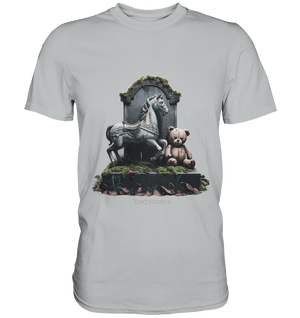 Verwittertes Karussellpferd und Plüschbär - Grabstein im Verfall - Premium Shirt | Unisex - Shirts | Dark Shadows Arts