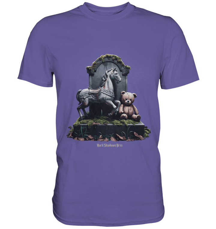 Verwittertes Karussellpferd und Plüschbär - Grabstein im Verfall - Premium Shirt | Unisex - Shirts | Dark Shadows Arts