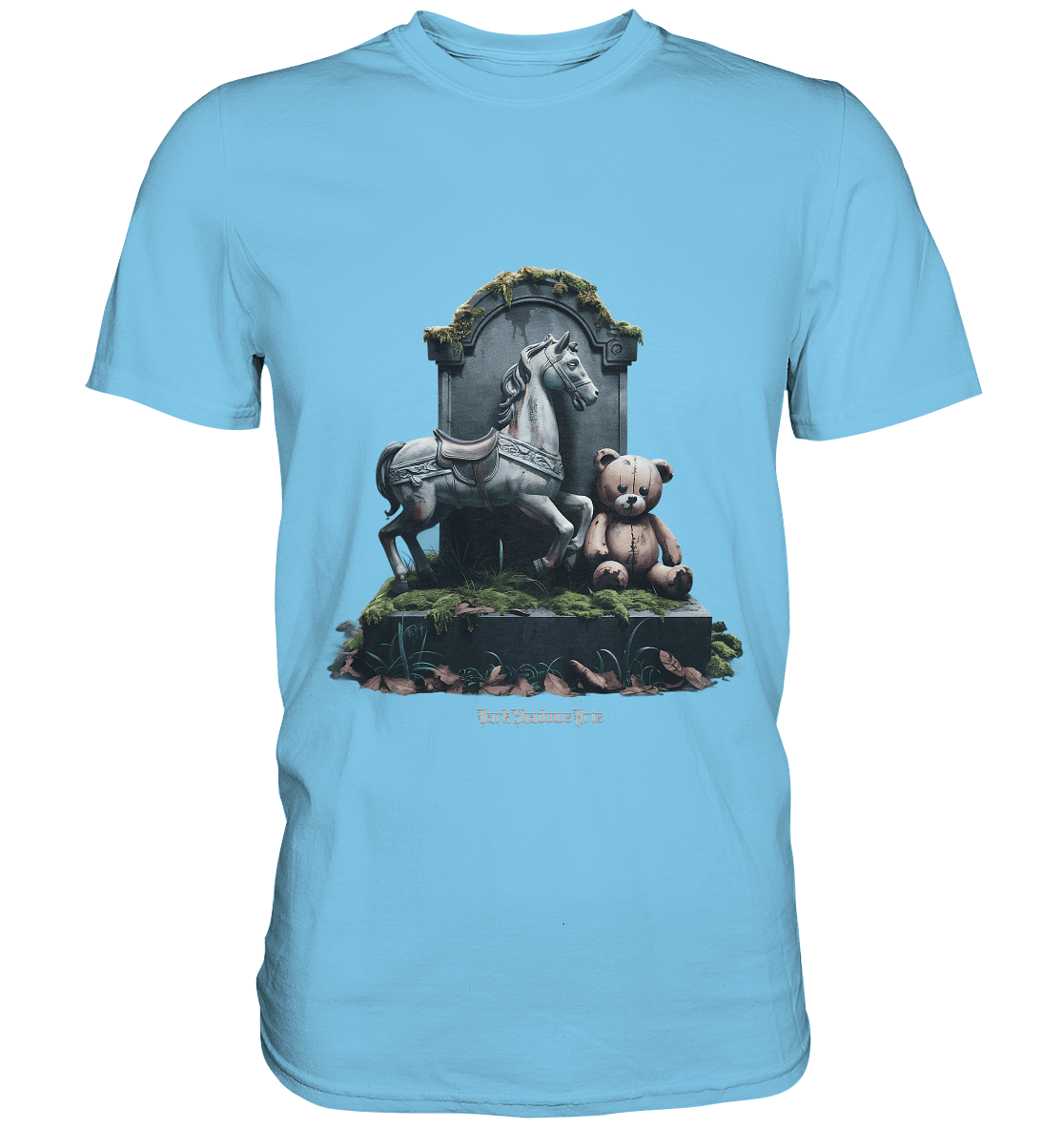 Verwittertes Karussellpferd und Plüschbär - Grabstein im Verfall - Premium Shirt | Unisex - Shirts | Dark Shadows Arts
