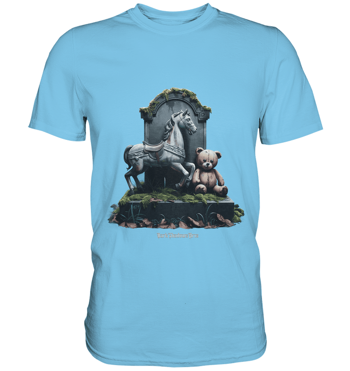 Verwittertes Karussellpferd und Plüschbär - Grabstein im Verfall - Premium Shirt | Unisex - Shirts | Dark Shadows Arts