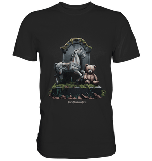 Verwittertes Karussellpferd und Plüschbär - Grabstein im Verfall - Premium Shirt | Unisex - Shirts | Dark Shadows Arts