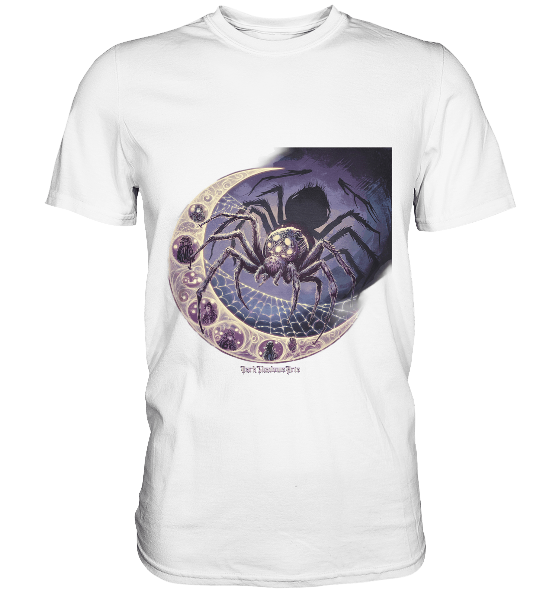 Web of Deception - A Dark and Magical Scene of a Spider - Premium Shirt | Unisex - Shirts | Dark Shadows Arts