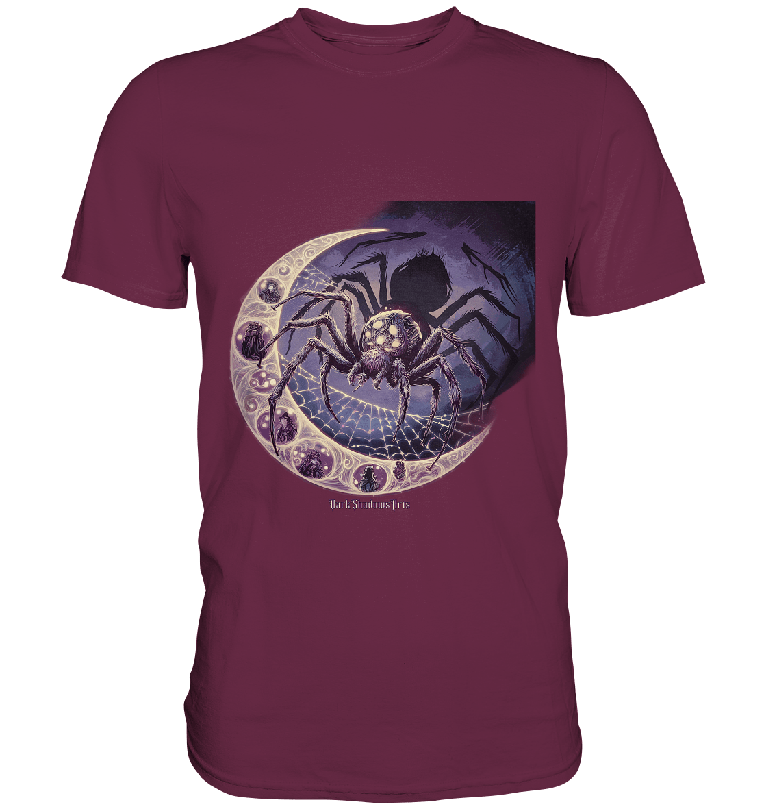 Web of Deception - A Dark and Magical Scene of a Spider - Premium Shirt | Unisex - Shirts | Dark Shadows Arts