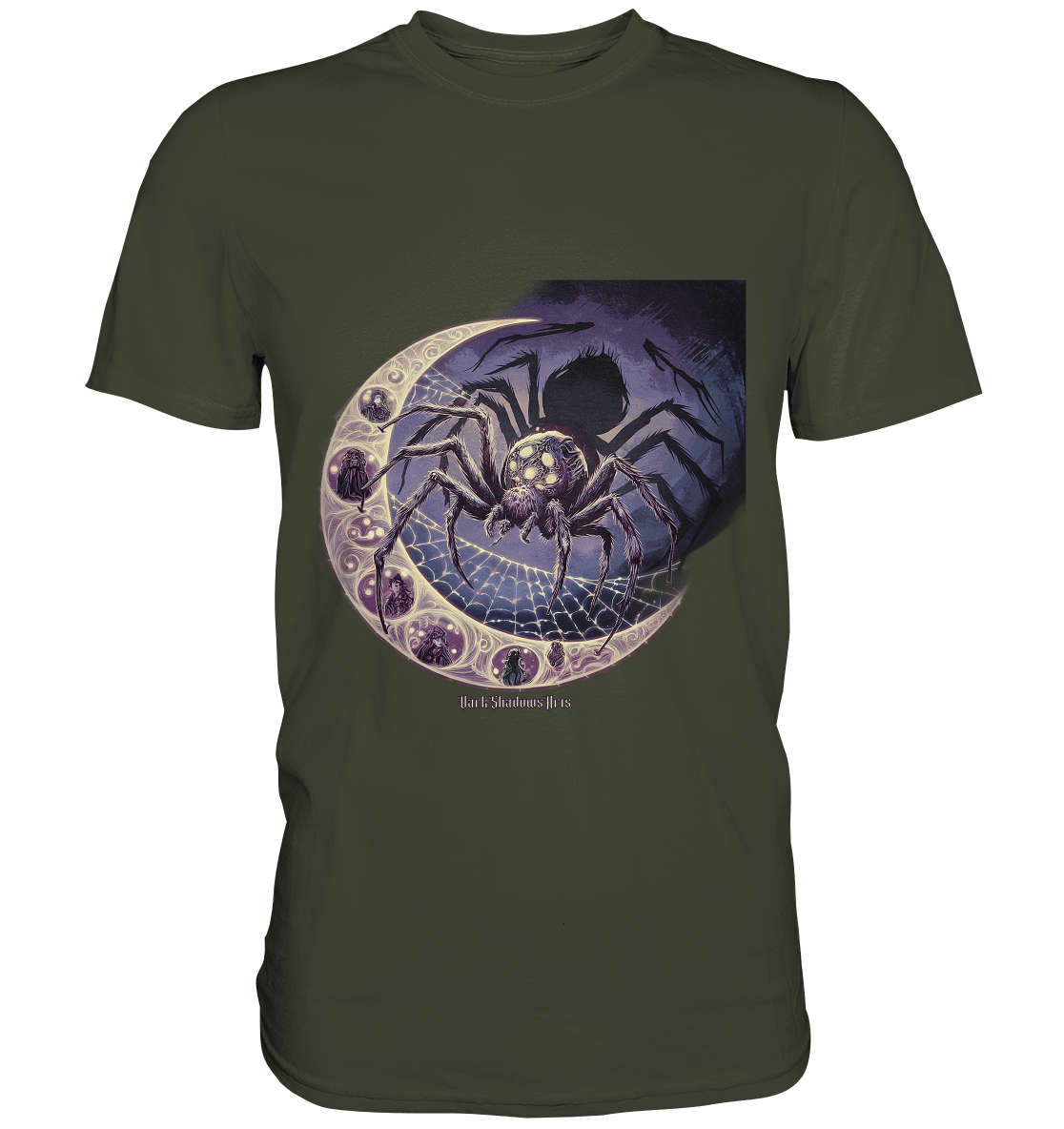 Web of Deception - A Dark and Magical Scene of a Spider - Premium Shirt | Unisex - Shirts | Dark Shadows Arts