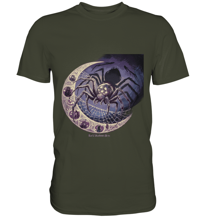 Web of Deception - A Dark and Magical Scene of a Spider - Premium Shirt | Unisex - Shirts | Dark Shadows Arts